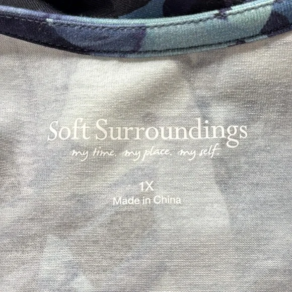 Soft Surroundings Blue Floral Midi Dress Sz 1X - Picture 7 of 8